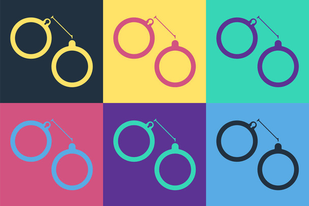 Иконка наручников поп-арта изолирована на цветном фоне. Векторная миграция
 - Вектор,изображение