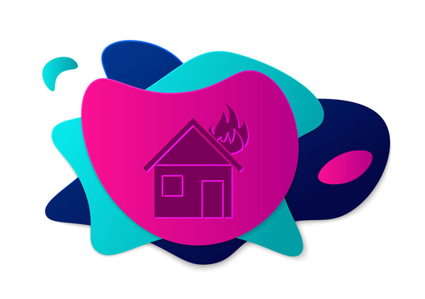 Farbe Feuer in brennenden Haus Symbol isoliert auf weißem Hintergrund. Abstraktes Banner mit flüssigen Formen. Vektorillustration - Vektor, Bild