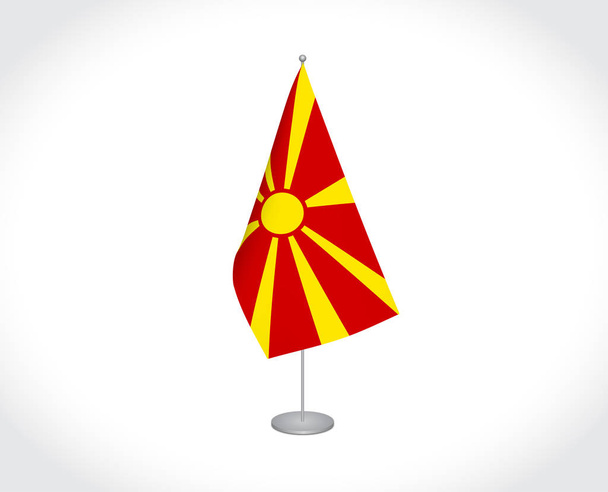 National fabric vector flag of North Macedonia isolated on white background. - Vector, Image
