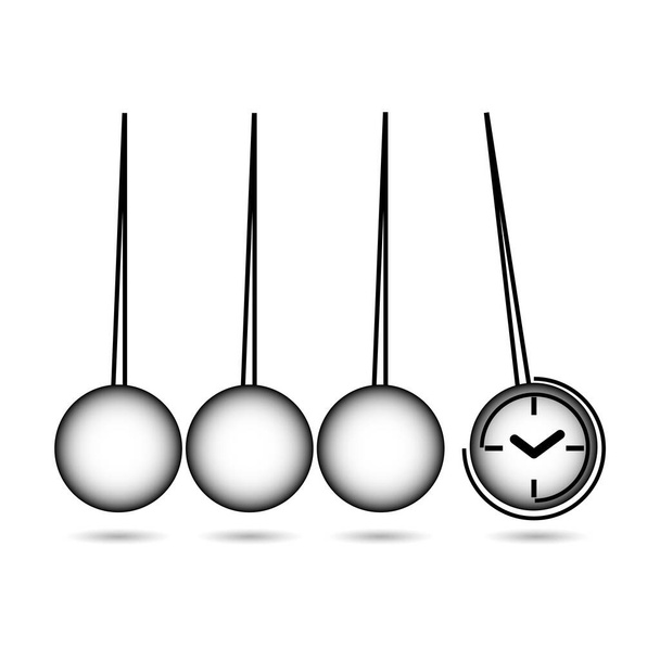 Sarkacı Simgesi, Newton Beşiği, saatli. Zaman kavramı. Stok vektör illüstrasyonu - Vektör, Görsel