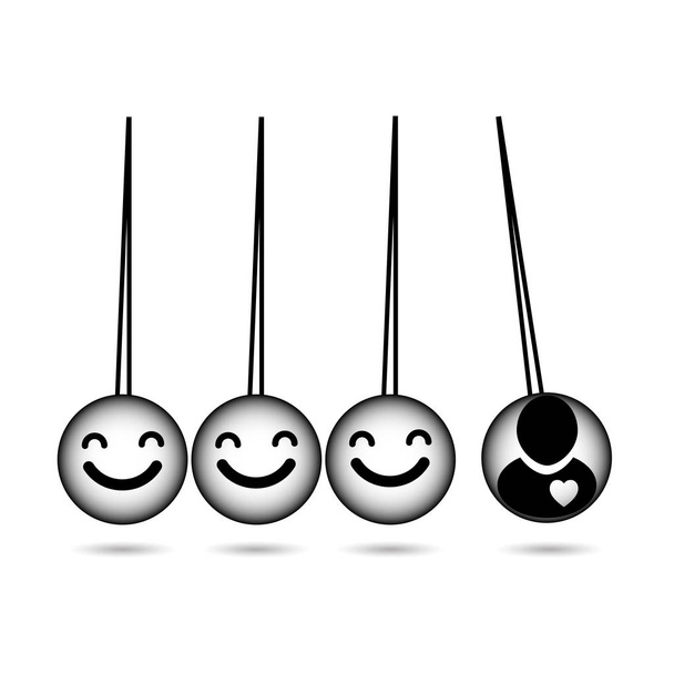 Pendulum Icon, з користувачем - Newton's Cradle. Людей у концепції кохання. Stock vector illustration - Вектор, зображення