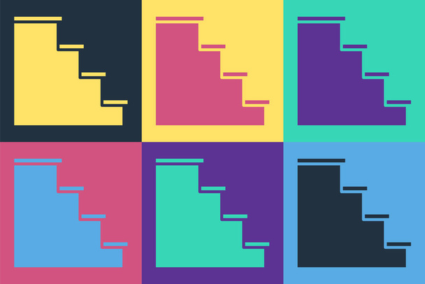 Поп-арт Лестница значок изолирован на цветном фоне. Векторная миграция
 - Вектор,изображение