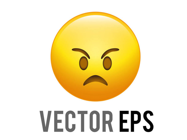 The isolated vector gradient yellow angry, upset and disappointed face icon  - Vector, Image