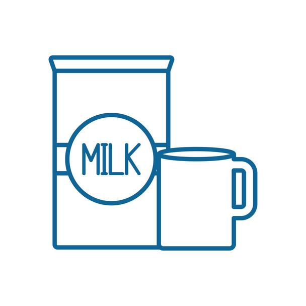Isolated milk mug and box line style icon vector design - Вектор, зображення