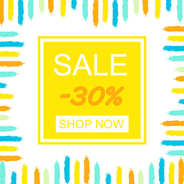 Summer sale template poster with brush trendy - Vettoriali, immagini