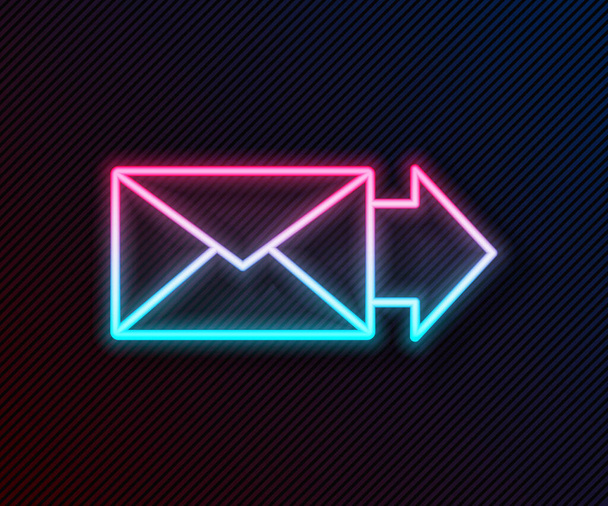 Świecąca neonowa linia Ikona koperty odizolowana na czarnym tle. Symbol listu e-mail. Ilustracja wektora - Wektor, obraz