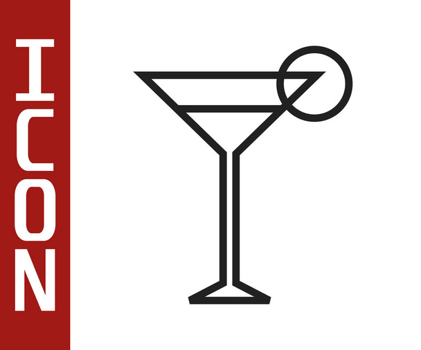 Černá čára Martini skleněná ikona izolované na bílém pozadí. Ikona koktejlu. Ikona sklenice. Vektorová ilustrace - Vektor, obrázek