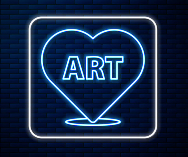 Brillante línea de neón Corazón con icono de arte de texto aislado en el fondo de la pared de ladrillo. Ilustración vectorial
 - Vector, imagen
