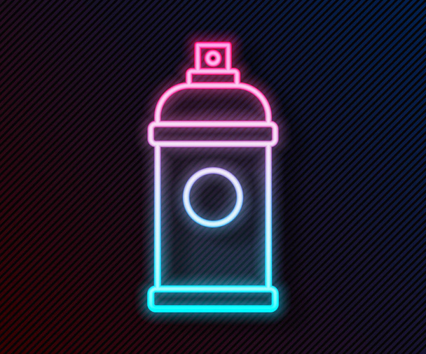 Glowing neon line Paint spray can icon isolated on black background. Vector Illustration - Vector, Image