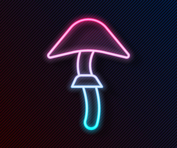 Zářící neonová linie Psilocybin houba ikona izolované na černém pozadí. Psychedelická halucinace. Vektorová ilustrace - Vektor, obrázek