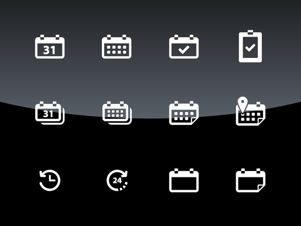 Calendar icons on black background. - Vetor, Imagem