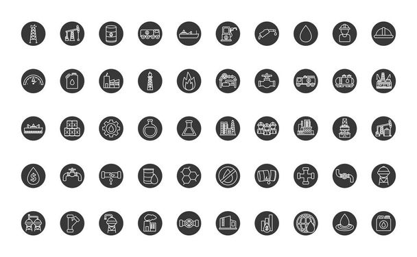 Isolated oil industry line block style icon set vector design - Vektor, kép