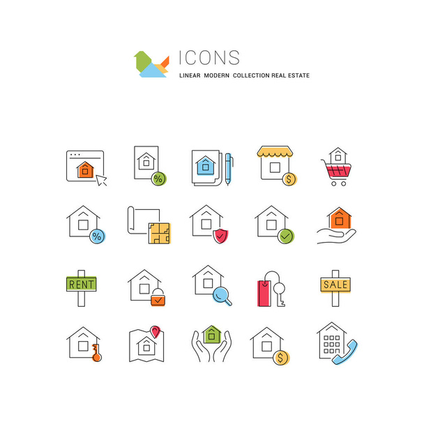 Set of vector line icons of real estate for modern concepts, web and apps.  - Vector, Image