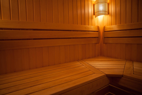 Traditional wooden dry steam room in country house. - Φωτογραφία, εικόνα