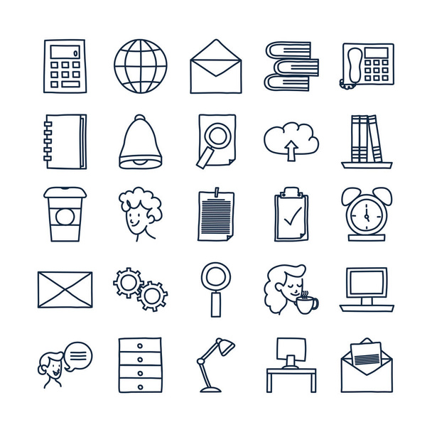 Isolated doodle line style icon set vector design - Vektor, kép