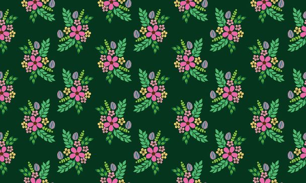 Leaf and floral pattern background for Easter, with unique drawing of floral and egg. Collection - Вектор,изображение