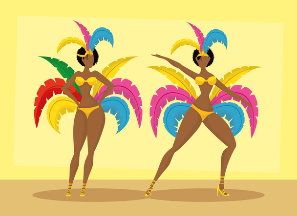 brazil carnival poster with beautiful afro garotas - Vector, afbeelding