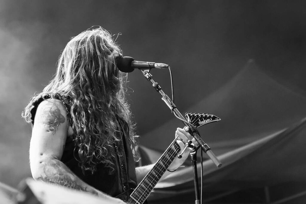 Bergamo, Olaszország - 2018. augusztus 04.: A brazil heavy metal együttes Sepultura végez fém a sürgősségi Filagosto fesztivál Henderson (Bg). Brambilla Simone Live Hírek fotós - Fotó, kép