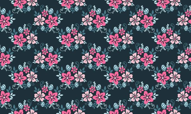 Easter egg design pattern background, with beautiful of leaf and rose flower design. Collection - Vektor, obrázek