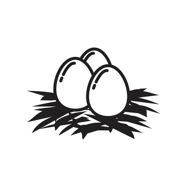 Modelo de ícone de ovo ninho cor preta editável. Símbolo de ícone de ovo de ninho Ilustração vetorial plana para design gráfico e web
. - Vetor, Imagem