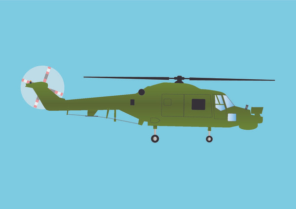 A Military Attack Helicopter in Olive Green Camouflage in Flight - Vektori, kuva