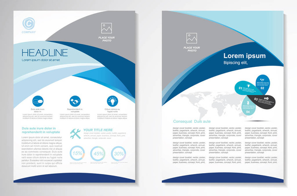 Vector Brochure Flyer tasarım şablonu, boyutu A4, ön sayfa ve arka sayfa, bilgi grafikleri. Kullanımı ve düzenlenmesi kolay. - Vektör, Görsel