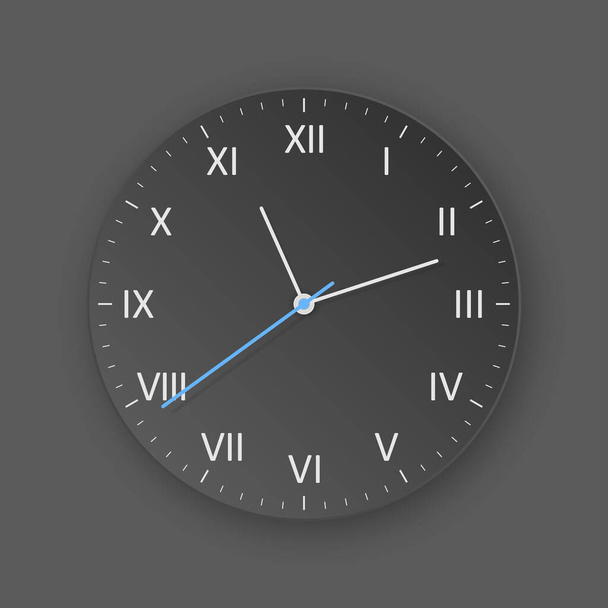 vector dark clock with light shadow, show what time is it - Vector, Image