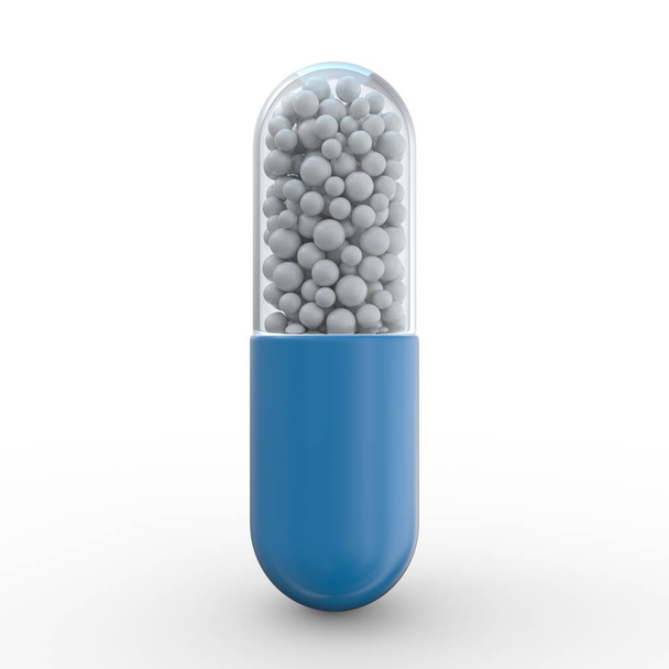 Many colorful pills isolated on white. 3D rendering - Valokuva, kuva