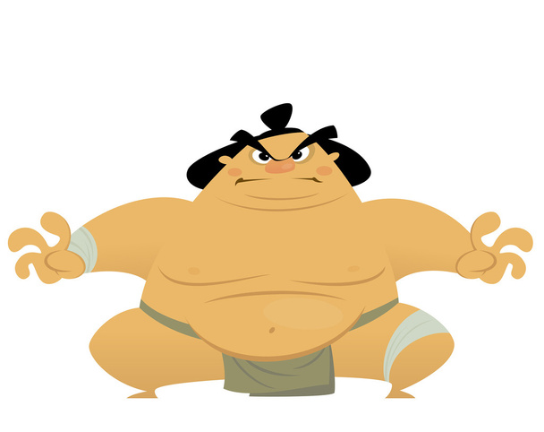 Huge cartoon angry sumo wrestler - Vector, Image
