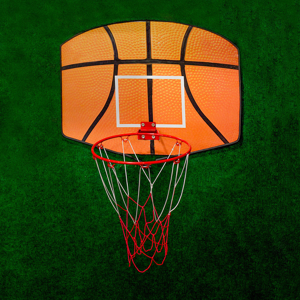 Quadra de basquete em fundo verde
 - Foto, Imagem