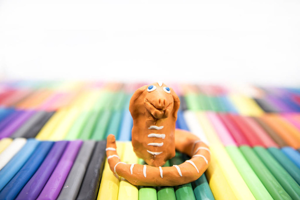 Play clay Animals. Cobra on colored background. - 写真・画像
