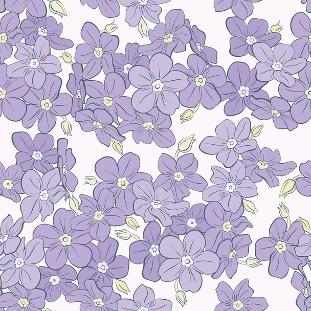小さな花のシームレスなベクトルパターン - ベクター画像