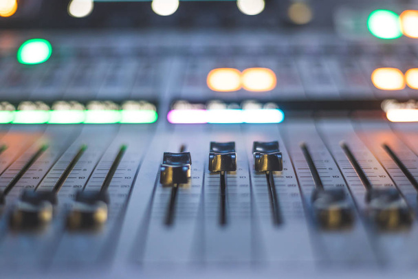 Professional music production in a sound recording studio, mixer desk - Photo, Image