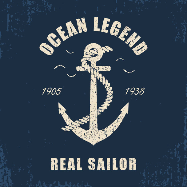 Nautical illustration with lighthouse and Ahoy Sailor slogan