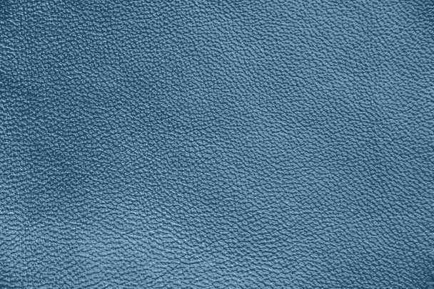 The texture of genuine leather. Blue background. - Photo, Image