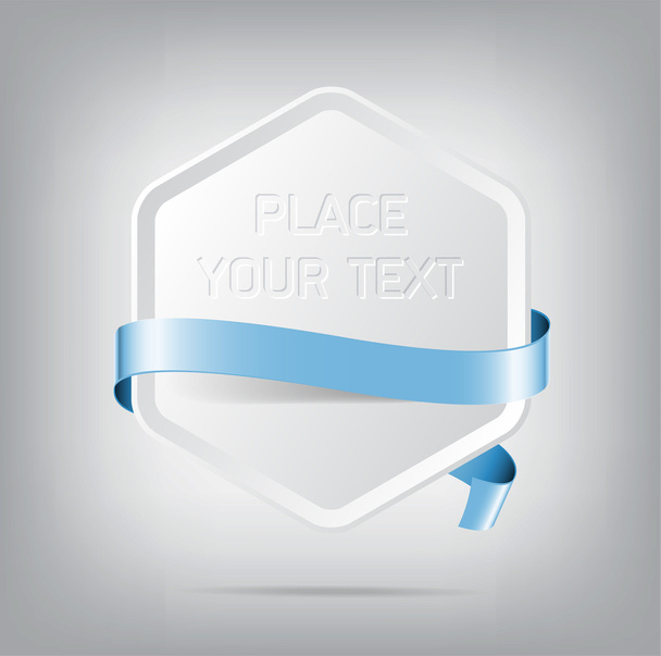 Vector hexagonal plastic banner with pale blue silky ribbon - Vector, Image