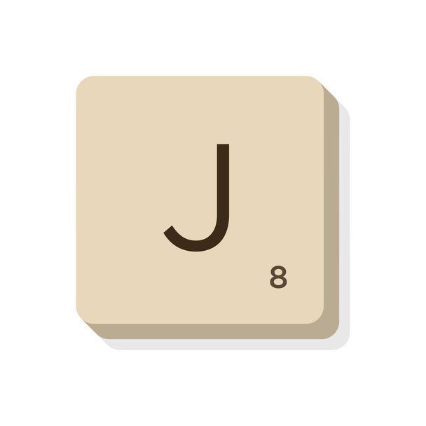 Letra J en alfabeto scrabble. Aísle la ilustración vectorial para componer sus propias palabras y frases
. - Vector, Imagen