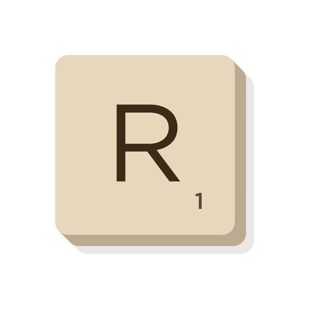 Letra R en alfabeto scrabble. Aísle la ilustración vectorial para componer sus propias palabras y frases
. - Vector, Imagen