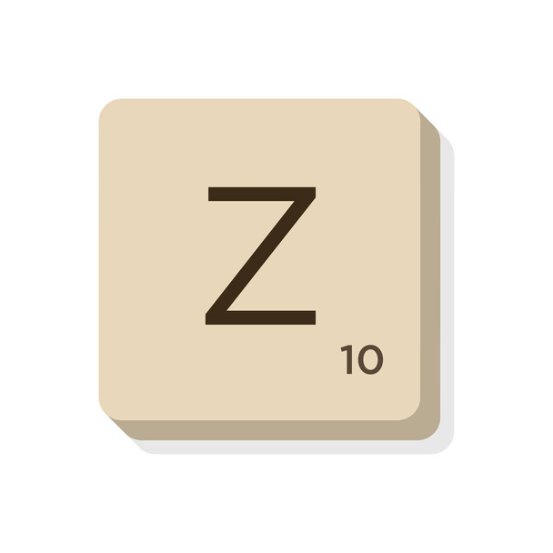 Letra Z en alfabeto scrabble. Aísle la ilustración vectorial para componer sus propias palabras y frases
. - Vector, Imagen
