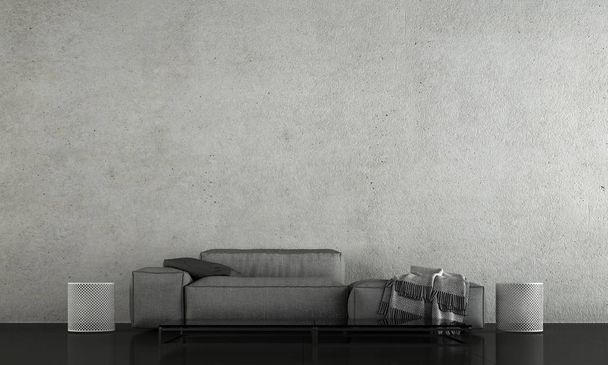 Moderní minimální design interiéru obývacího pokoje a betonové textury stěny pozadí - Fotografie, Obrázek