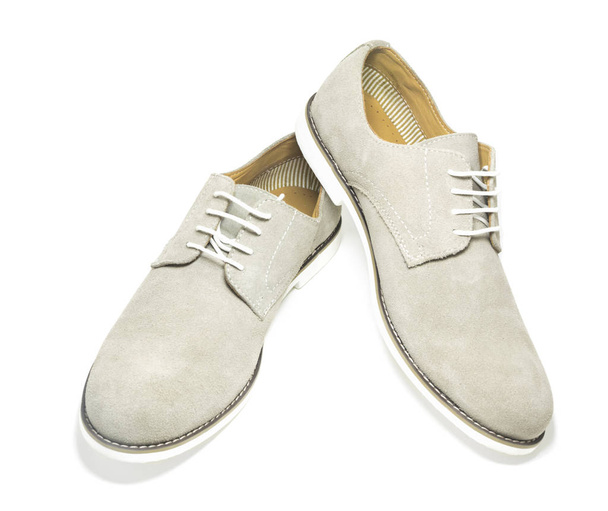 Elegant men grey shoes isolated on white background. - Photo, Image