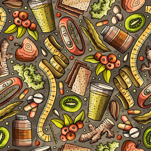 Карикатура ручной работы Диетическая пища бесшовный узор
 - Фото, изображение