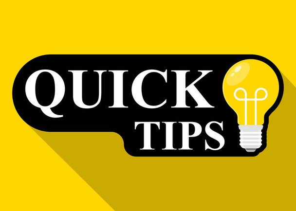Odznaka Quick Tips, baner z żarówką Ilustracja wektor - Wektor, obraz