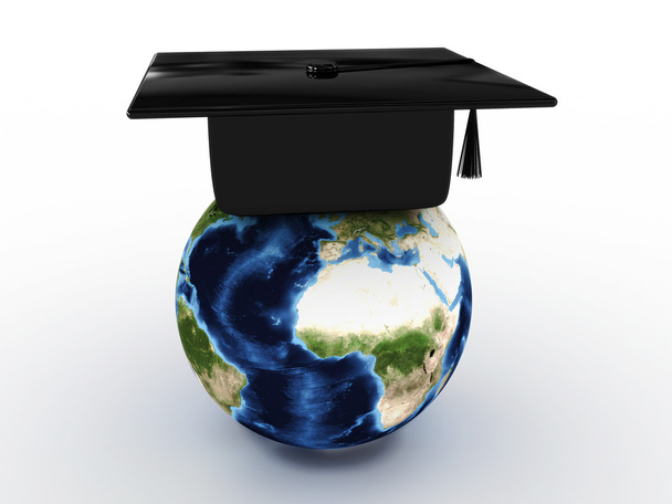 Master's cap voor afgestudeerden in de hele wereld. 3D - Foto, afbeelding