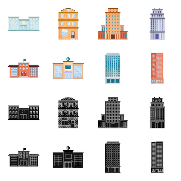 Vector illustration of municipal and center icon. Collection of municipal and estate vector icon for stock. - Vector, Image
