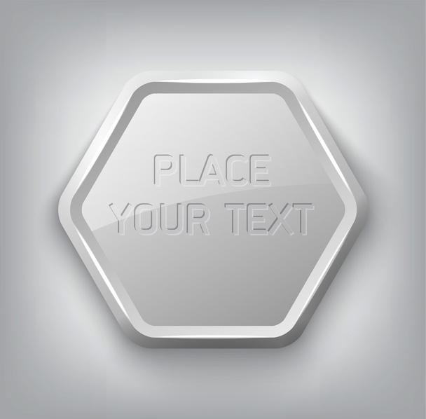 White vector glossy hexagonal plastic badge - Διάνυσμα, εικόνα