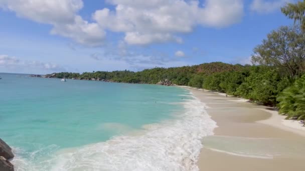 scenic aerial footage of beautiful seashore on sunny day - Filmati, video