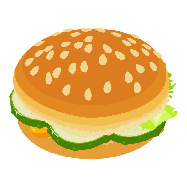 Burger small icon, isometric style - Διάνυσμα, εικόνα