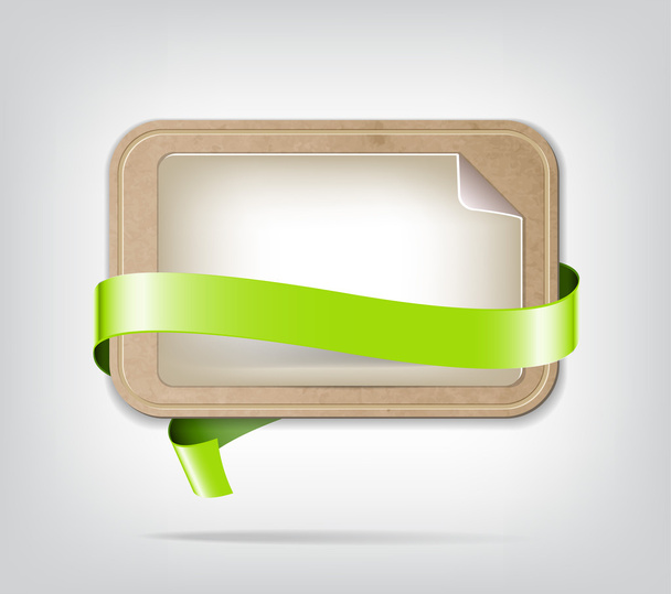 Vector vintage cardboard and paper banner with green decorative ribbon - Διάνυσμα, εικόνα