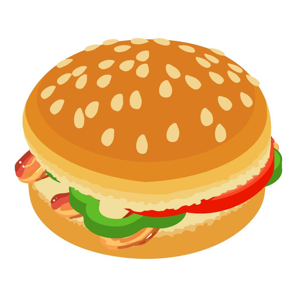 Μεγάλο burger εικονίδιο, ισομετρική στυλ - Διάνυσμα, εικόνα